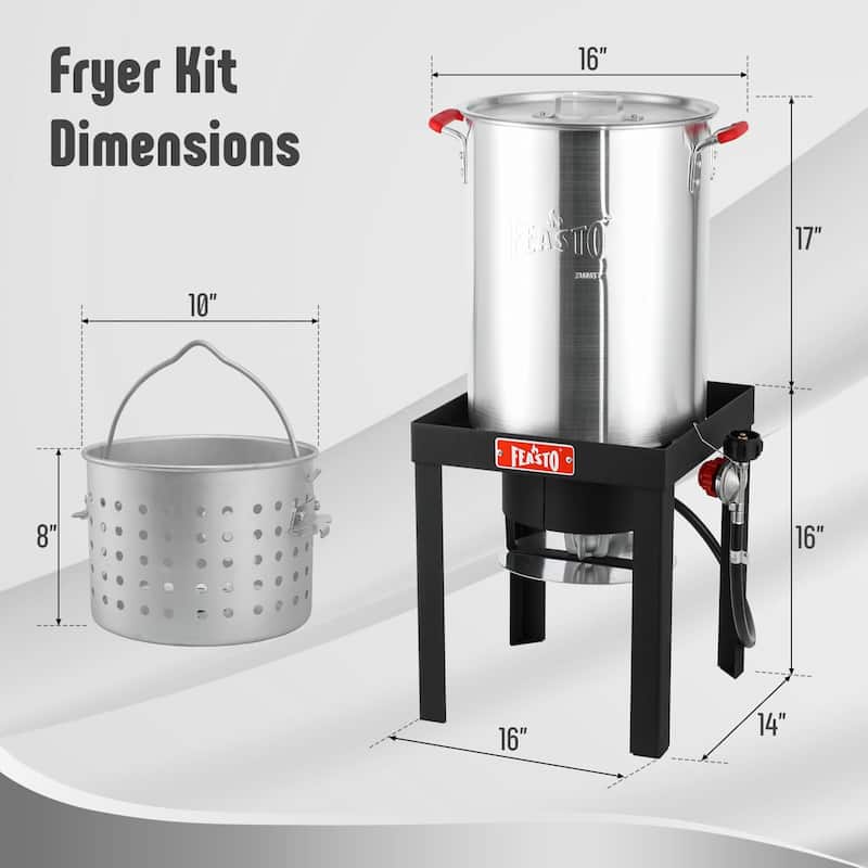 Feasto Aluminum Turkey Fryer & Fish Fryer Set with 30 Qt Aluminum Pot and Basket