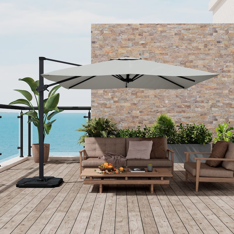 10FT Square Cantilever Patio Umbrella with Base