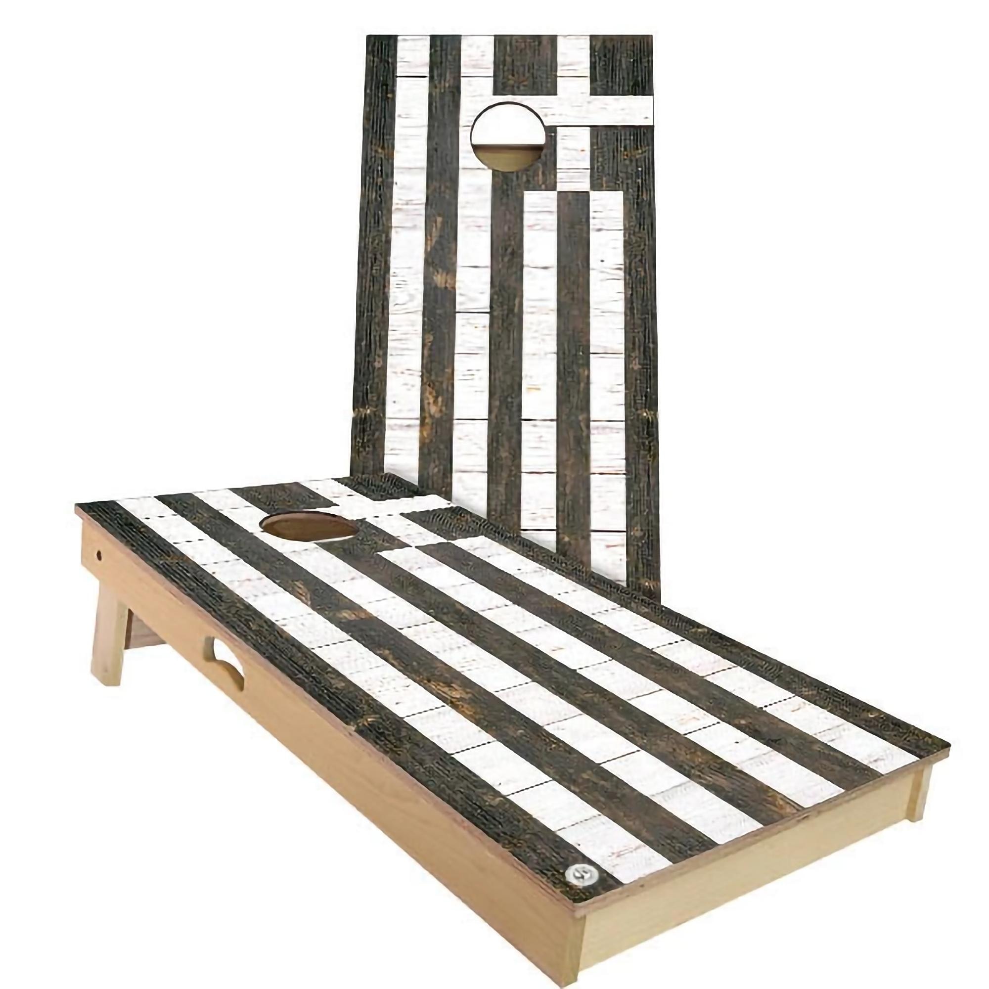 Greece Flag Rustic Outdoor Cornhole Board Set