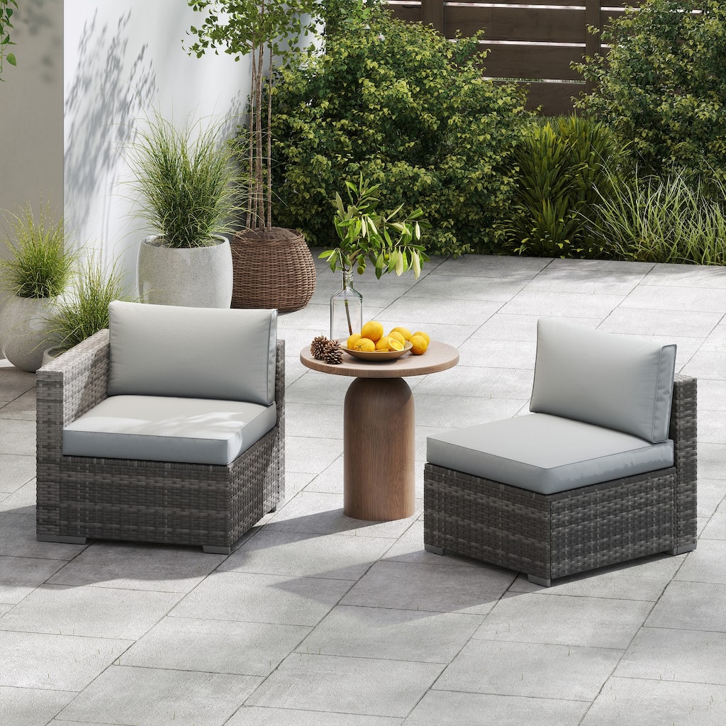 2 pieces Wicker Patio Corner Sofa Sectional Set