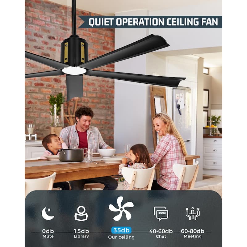 60 Inch 18W DC LED Ceiling Fan with Lights, 5-Blades, Remote Control and App and Alexa Google Voice Control