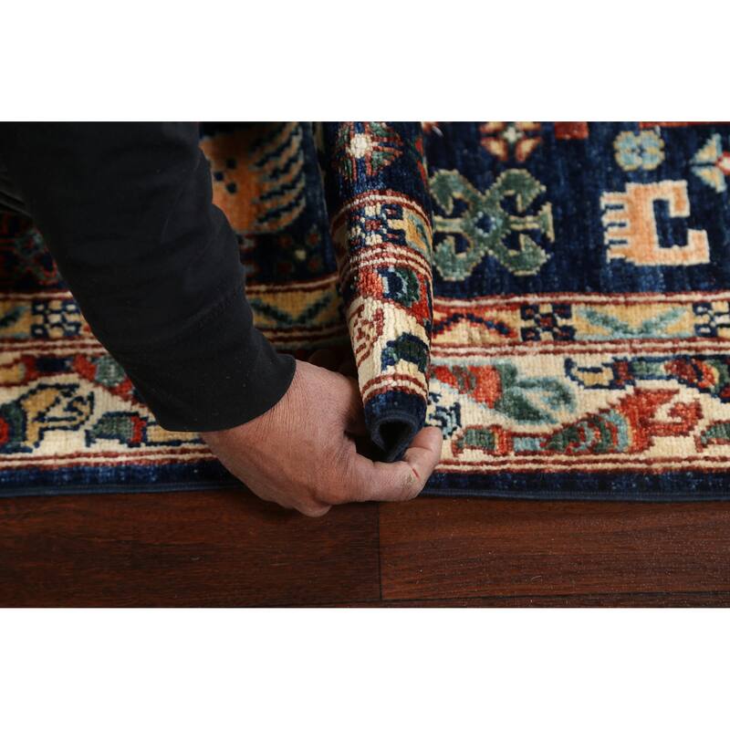 Tribal Geometric Oriental Kazak Runner Rug Wool Hand-knotted Carpet - 2'8" x 11'9"