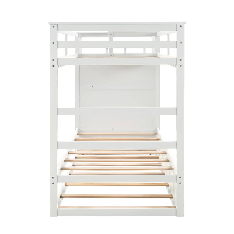 Twin Over Twin Bunk Bed with Trundle and Staircase