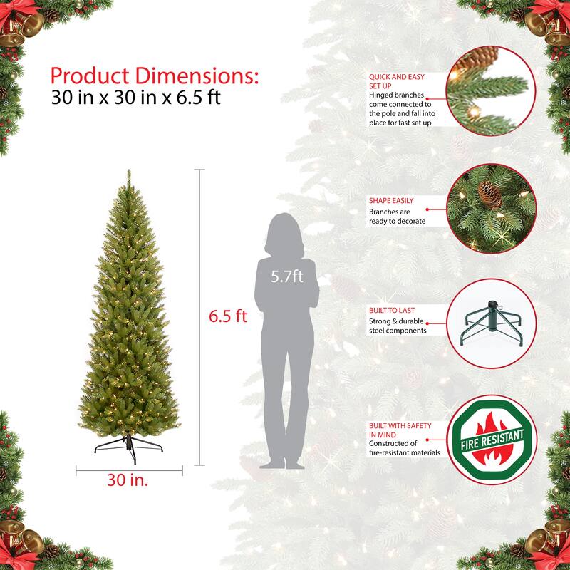 Puleo International 6.5 ft. Pre-lit Fraser Fir Pencil Artificial Christmas Tree
