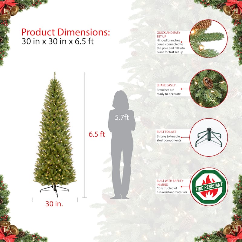 Puleo International 6.5 ft. Pre-lit Fraser Fir Pencil Artificial Christmas Tree