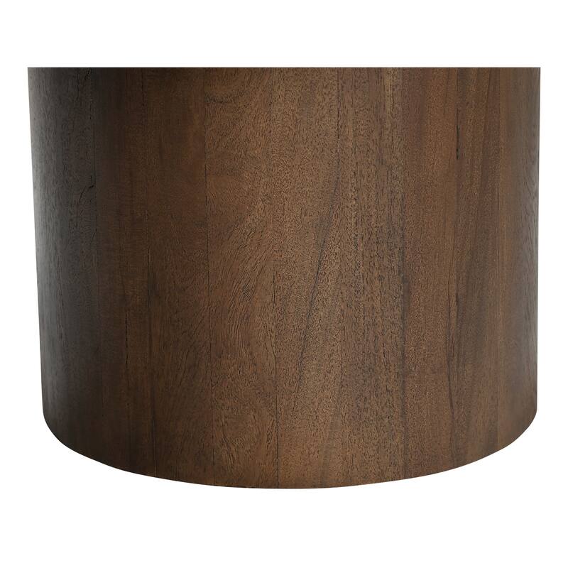NADAAL STUDIOS Elowynne Coffee Table, Reclaimed Neem Wood with Twin Cylindrical Bases, Warm Brown