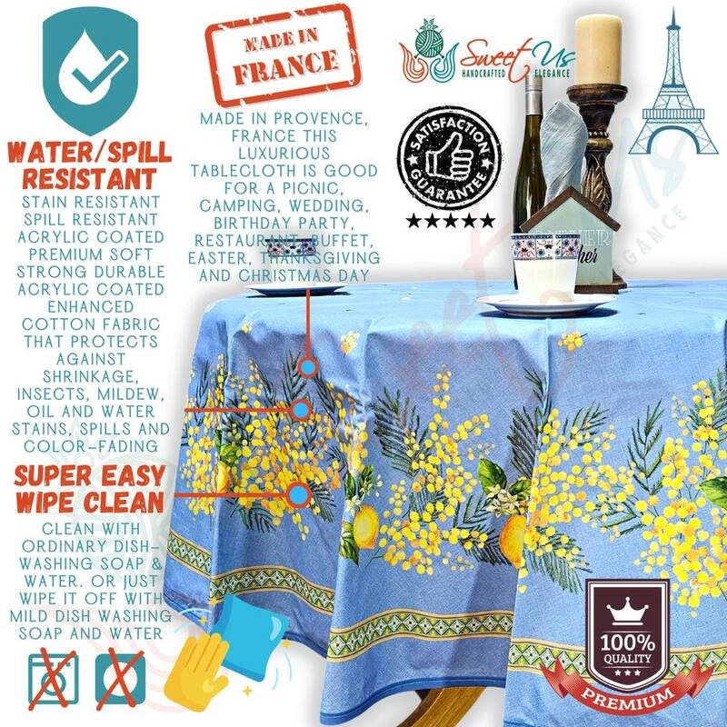 Citronnée Wipeable Tablecloth, Stain Resistant, French Acrylic