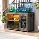 preview thumbnail 1 of 18, 55-75 Gallon Fish Tank Stand with Charging Station and LED Light, Reversible Aquarium Stand with Cabinet