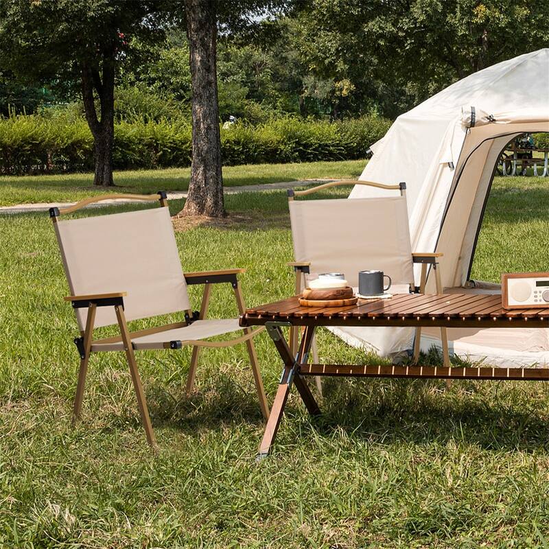 2 Pack Khaki Camping Chairs
