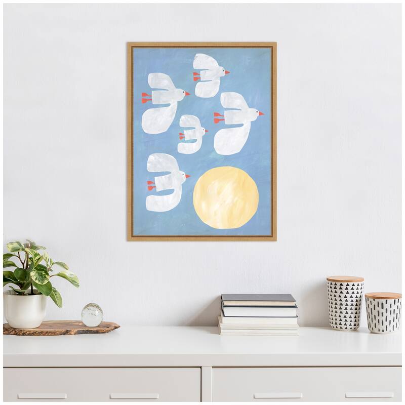 Kate and Laurel Seagulls by Alicia Abla Framed Canvas Wall Art Print