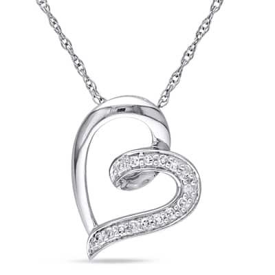 Miadora 10k White Gold Diamond Accent Open Heart Necklace