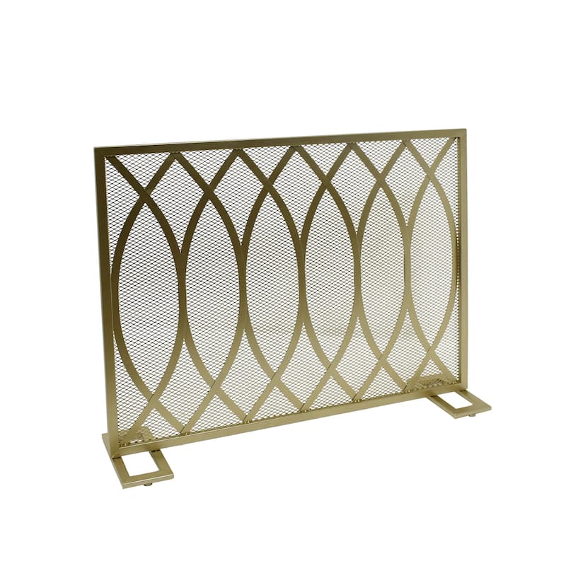 Contemporary Iron Fireplace Screen with Single Panel Design, 30.75\
