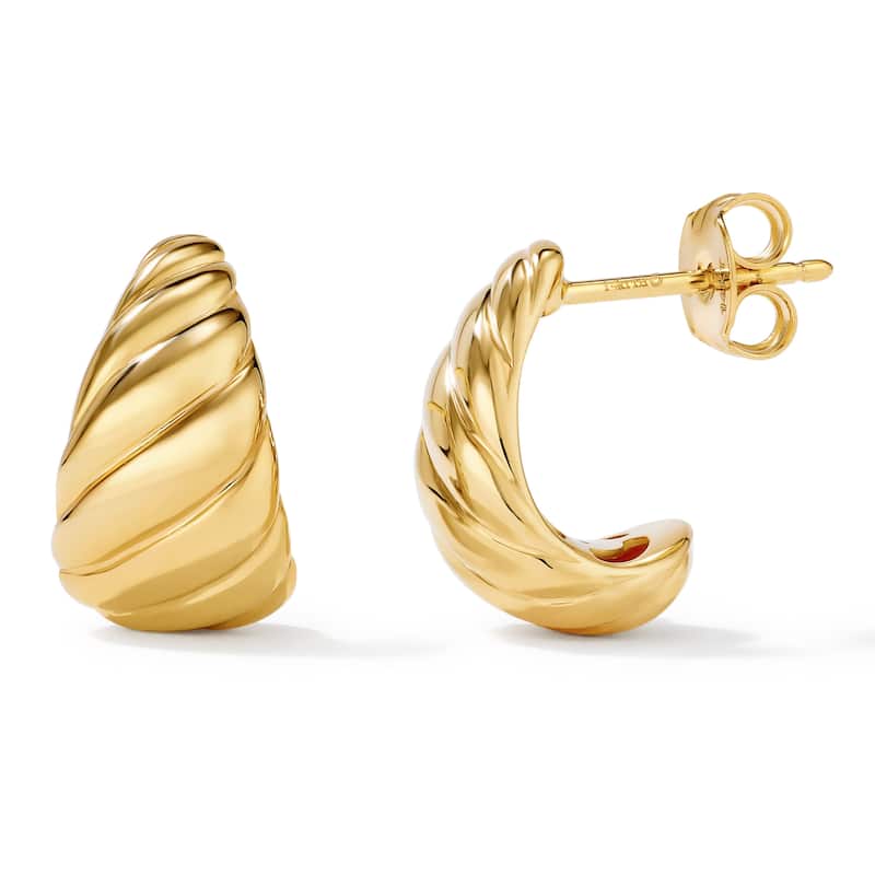 Clover 14K Yellow Gold High-Polish Croissant Curved Stud Earrings
