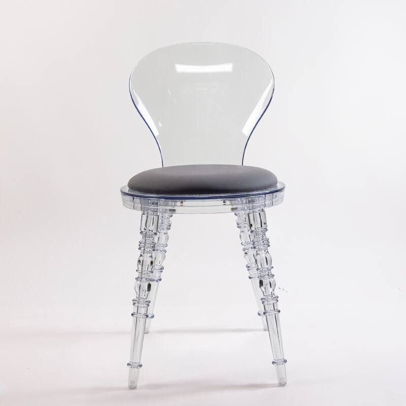 Nova Fanned Back Acrylic Chairs with Leatherette Padded Seats - Set of 2