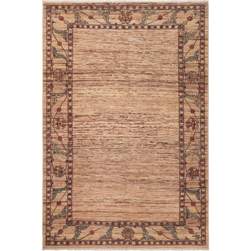 Rustic Ombre Zemeen Gabbeh Hand Knotted Wool Area Rug - 6'3'' x 9'0''