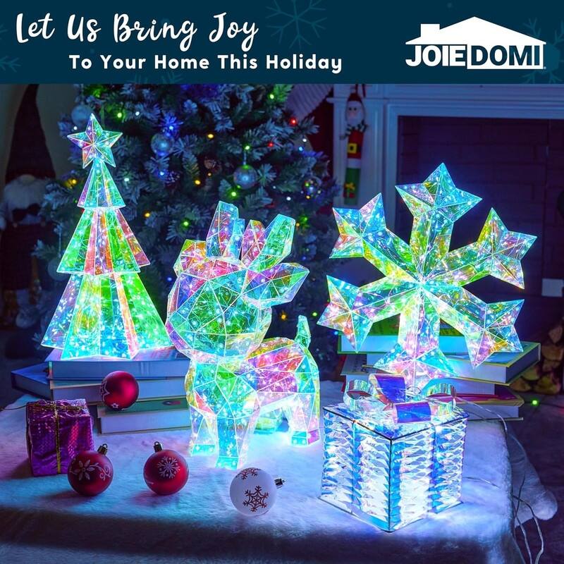 15 in Prismatic Iridescent Decorations, Prismatic Christmas Decor, 100 LED Cool White Lights