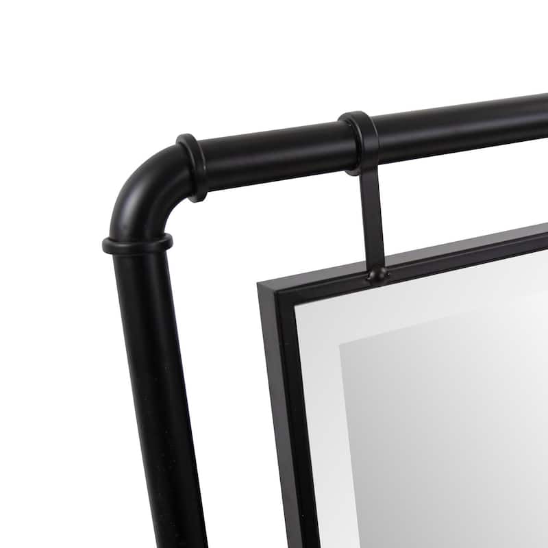 Allan Andrews Matte Black Pipe Framed Industrial Dressing Mirror - 42"H x 18"W x 2"D