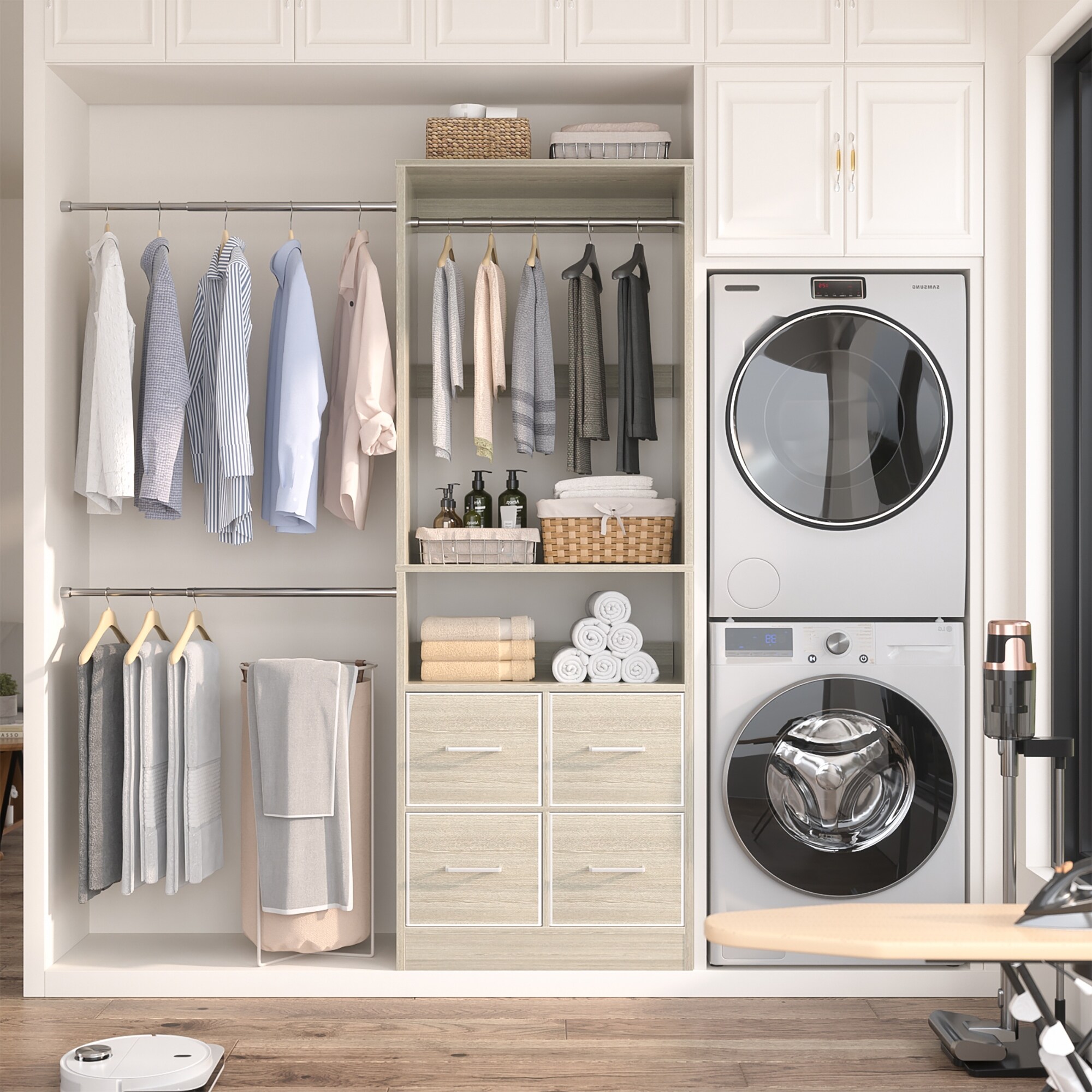 Rackcog 103'' Closet Organizer with 4 Cubes, Closet System