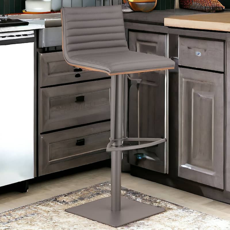 22-inch Adjustable Height Swivel Bar Fabric Seat Stool with Low Back Footrest and Metal Frame for Kitchen - 43"H x 16"W x 17"D