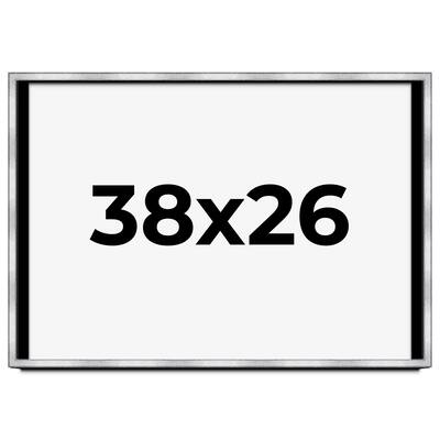 38x26 Shadow Box Frame Silver | 1.375 Inches Deep Real Wood
