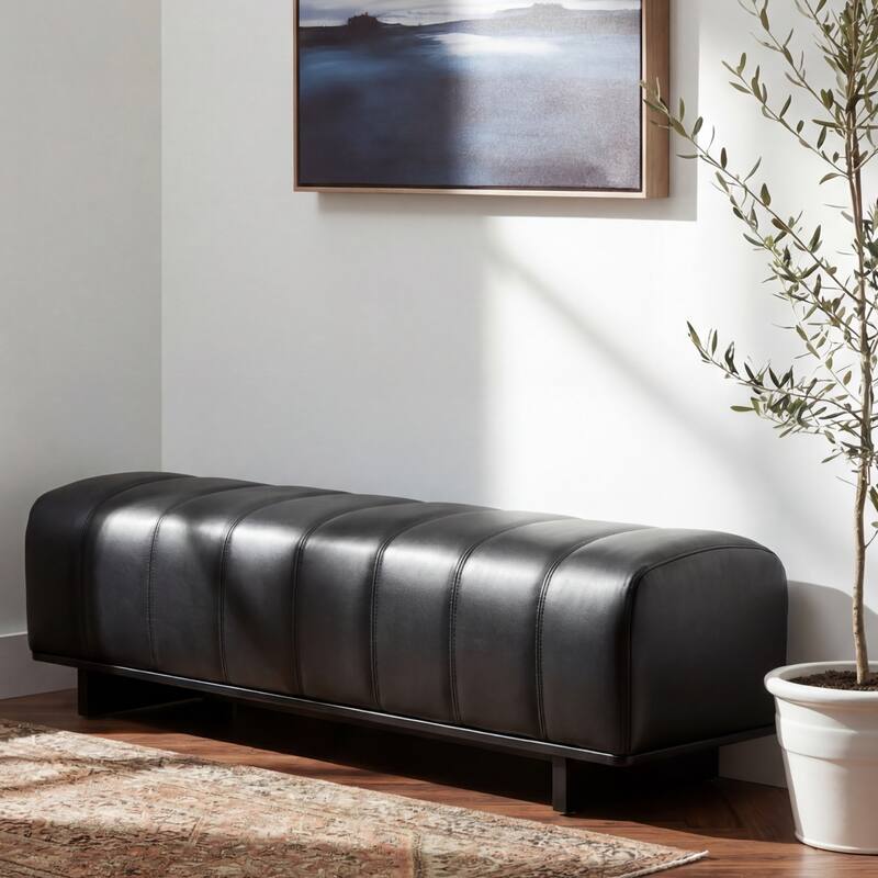 Christopher Knight Home - Modern Upholstered Dining Bench with Faux Fur Tufted Seating - Black