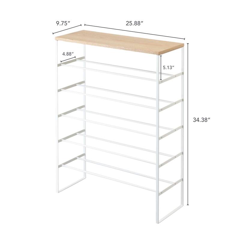 Yamazaki Home Six-Tier Shoe Rack, Steel, Holds 18 to 21 shoes, Holds 39.6 lbs - L 9.84 x W 25.98 x H 34.25 inches