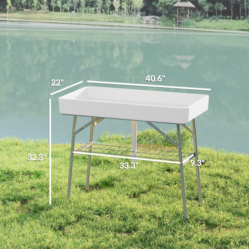 GDFStudio - Orion Folding Outdoor Ice Cooler Table for Effortless Entertaining