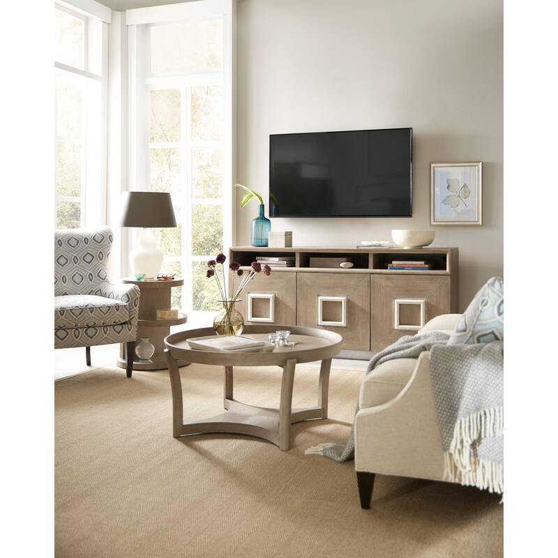 Hooker Furniture 37" Diameter Oak and Rubberwood Coffee Table from the