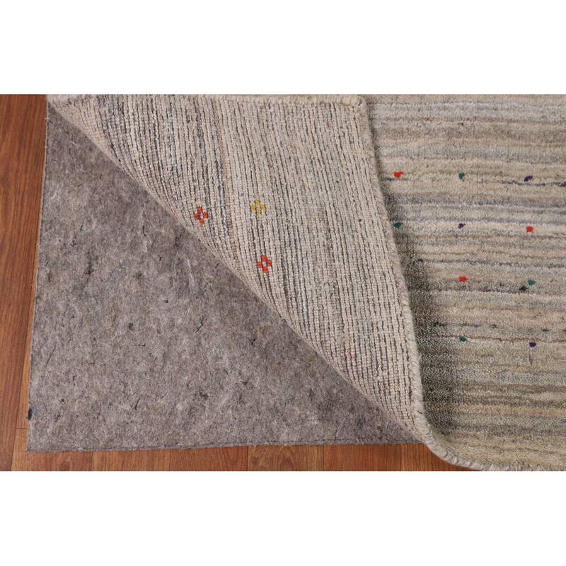 Earth Tone Gabbeh Square Area Rug Hand-Knotted Oriental Wool Carpet - 7'10" X 8'0"