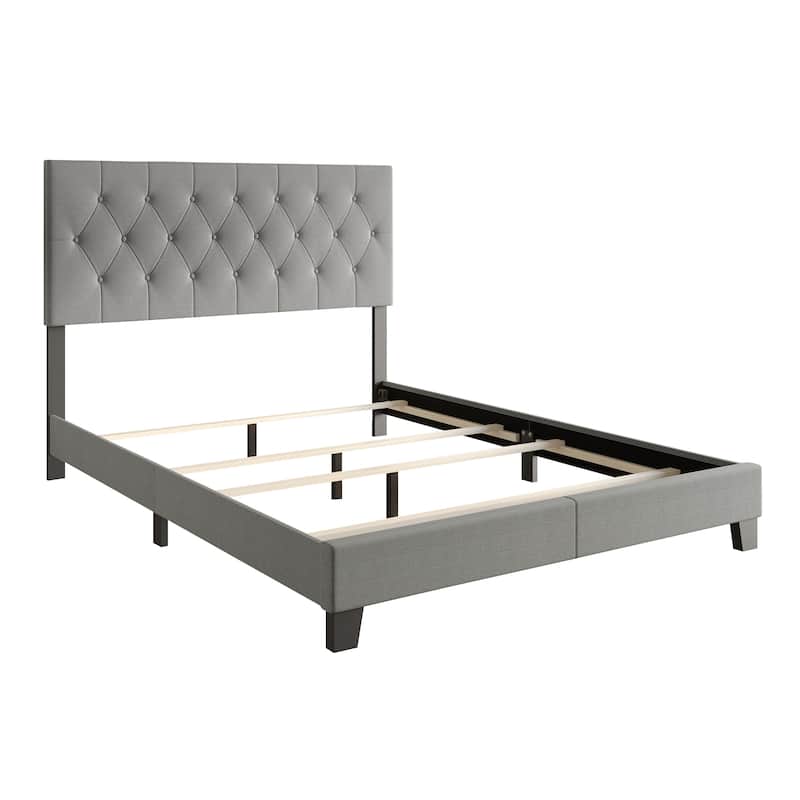 CraftPorch Simple Button Tufted Linen Upholstered Bed