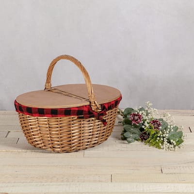 Country Vintage Picnic Basket with Lid