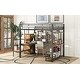 preview thumbnail 23 of 34, Full Size Metal Loft Bed with Storage Staircase, Small Wardrobe, and Desk