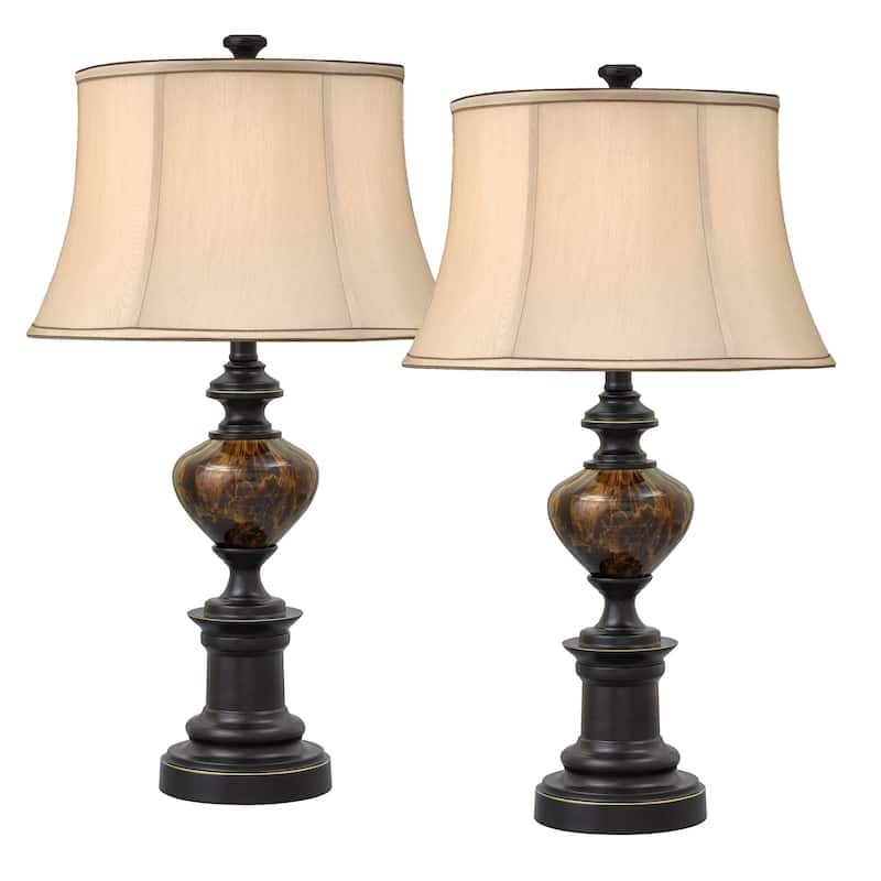 Argos 28 in. Madison Bronze and Dark Goldenrod Table Lamp - Set of 2