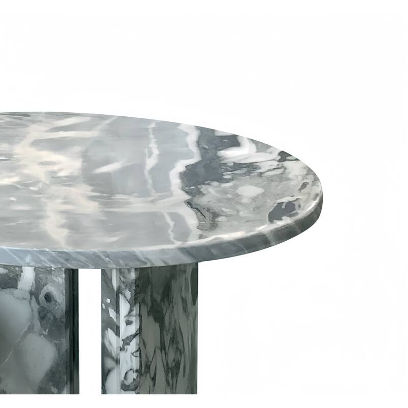 Roomfitters Round Marble Coffee Table, Natural Stone Side Table for Living Room, Solid Marble Accent Table