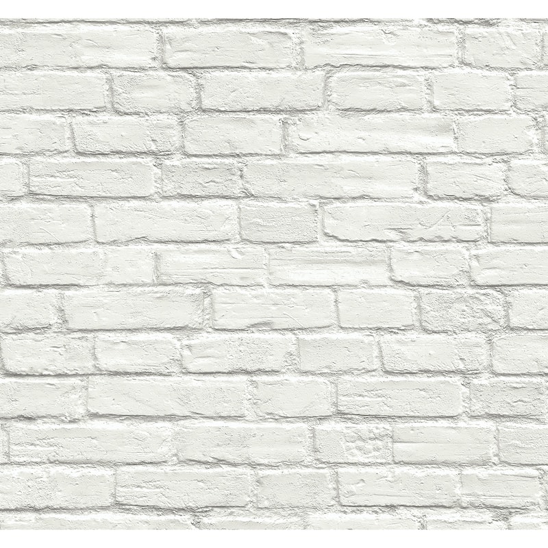 Seabrook Designs Industrial Faux Brick Prepasted Wallpaper - 20.5 in. W x 33 ft. L - 20.5 in. W x 33 ft. L - Off-White