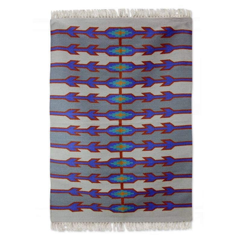 Handmade Directions Wool area rug (India ) - Big