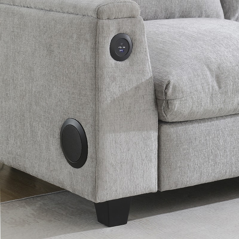 Chenille Modular Sectional Sofa,Cloud Couch Set with, USB, Bluetooth