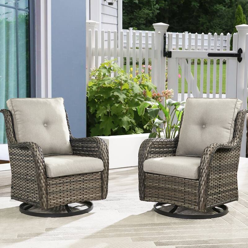 Gymojoy Wicker Swivel Glider Chair with Water-Resistant Olefin Cushions