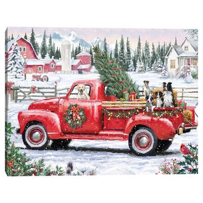 Red Christmas Truck by The Macneil Studio Canvas Art Print