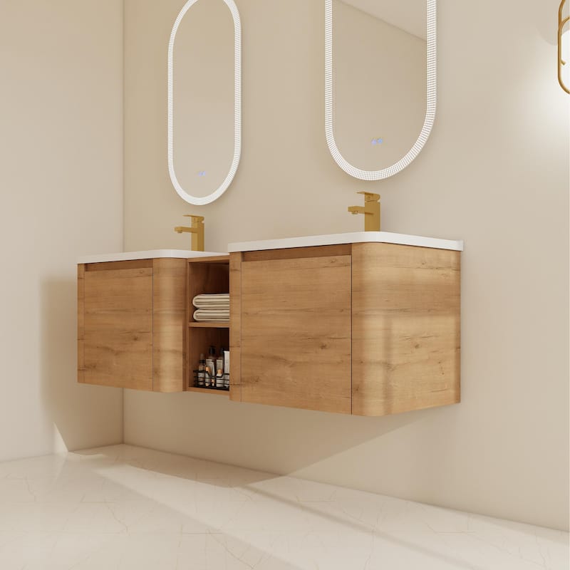 BNK 24''/28''/36''/40''/60''/68'' Bathroom Vanity With Sink, Floating Bathroom Vanity with Soft Close Doors and Shelf