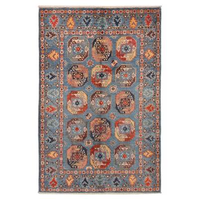 ECARPETGALLERY Hand-knotted Uzbek Ghazni Blue Wool Rug - 3'11 x 5'10