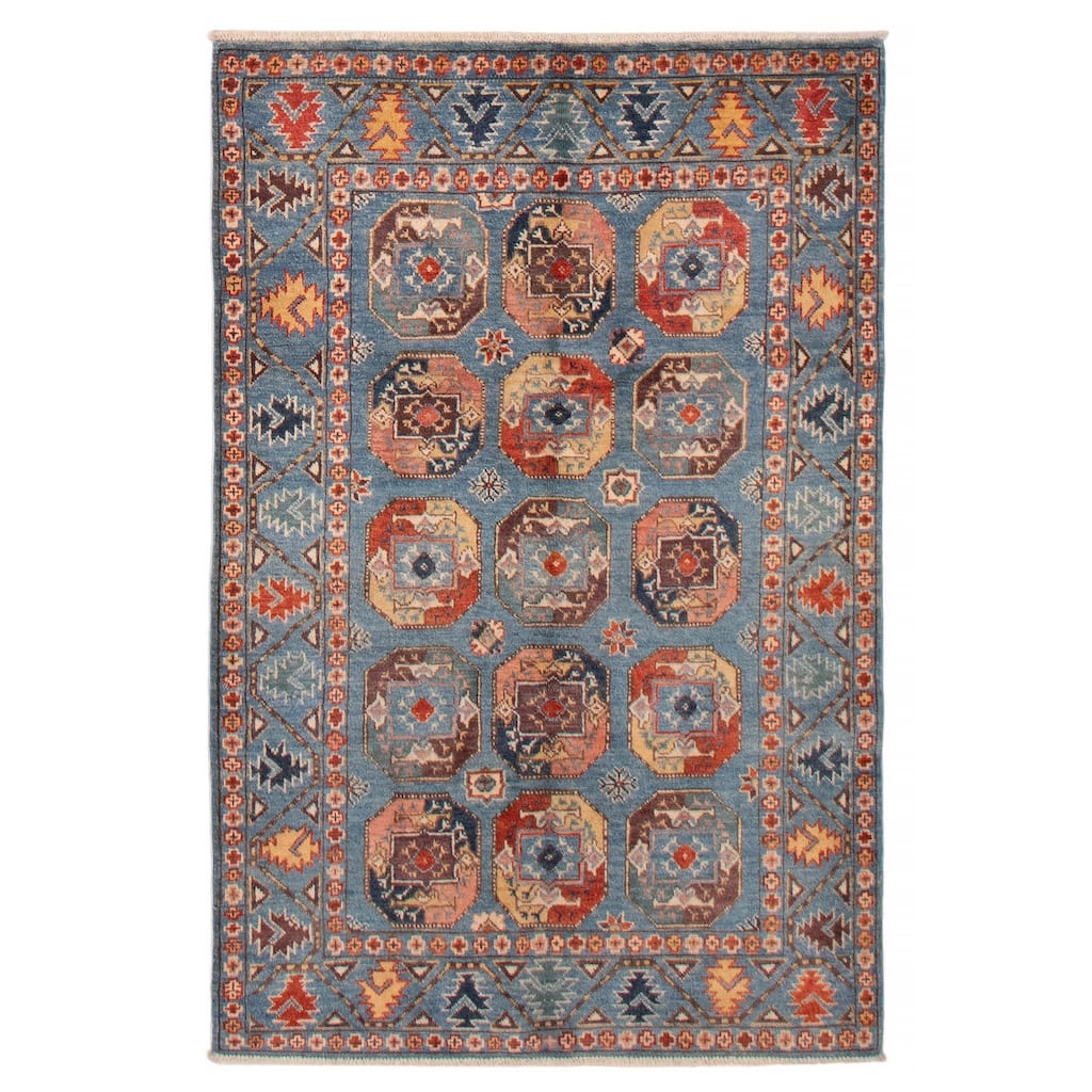 ECARPETGALLERY Hand-knotted Uzbek Ghazni Blue Wool Rug - 3'11 x 5'10