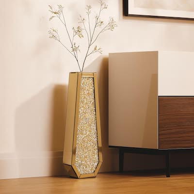 24" Gold Crystal Glass Floor Vase With Faux Crystals - 4.25