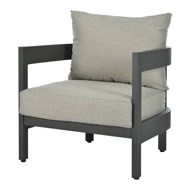 4-Piece Outdoor 5-Seater Iron Sofa Set with Coffee Table