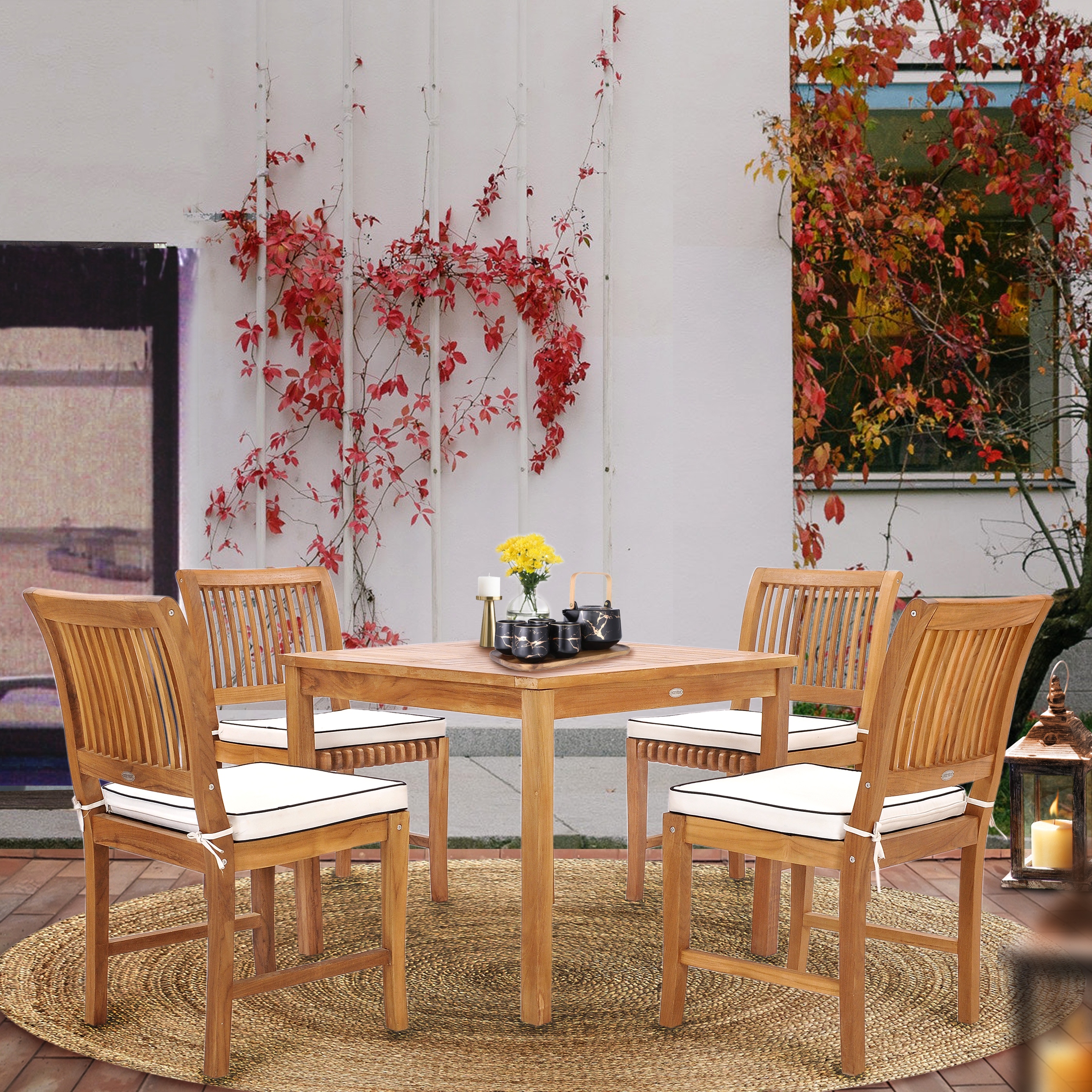 5 piece teak best sale outdoor dining set