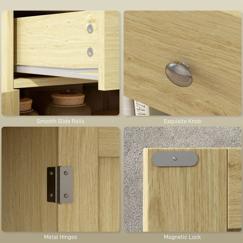Modern Kitchen Storage Cabinet, Coffee Bar Cabinet with 2 Drawers, Doors and Adjustable Shelf