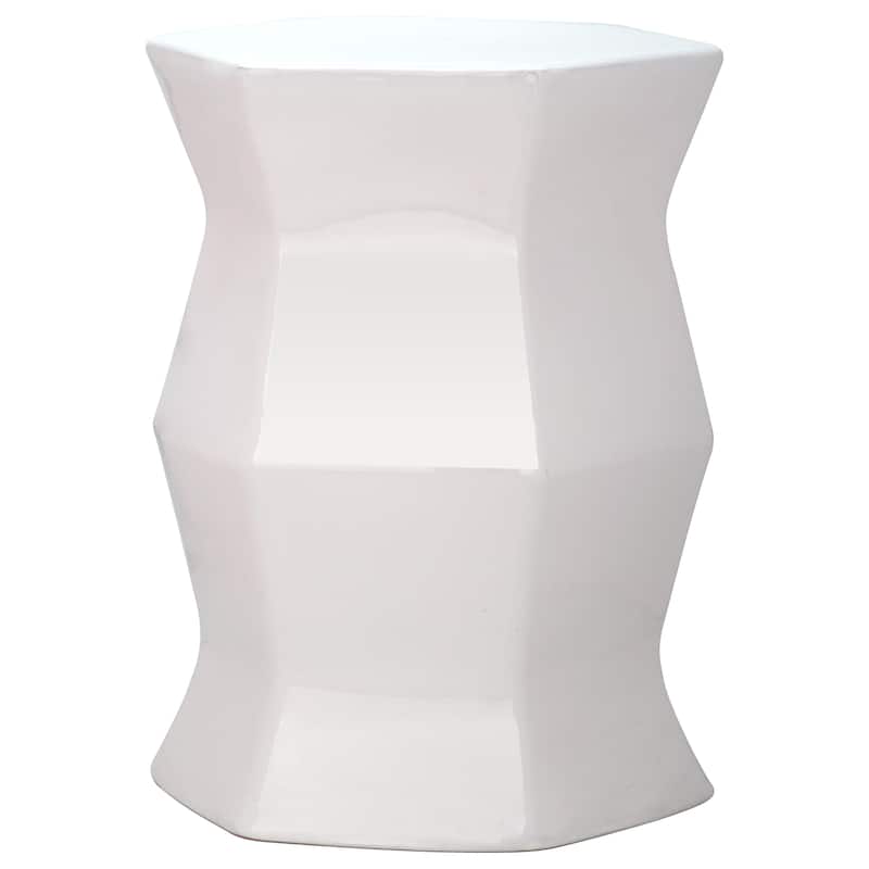SAFAVIEH Irena Modern White Hexagon Ceramic Decorative Garden Stool - Cream
