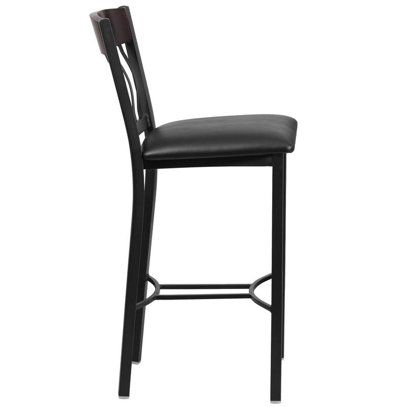 2 Pk. Eclipse Series Vertical Back Metal and Wood Restaurant Barstool - 17"W x 23"D x 42.75"H - 17"W x 23"D x 42.75"H