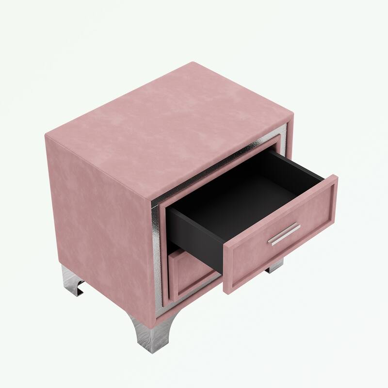 2-Drawer Nightstand with Metal Legs