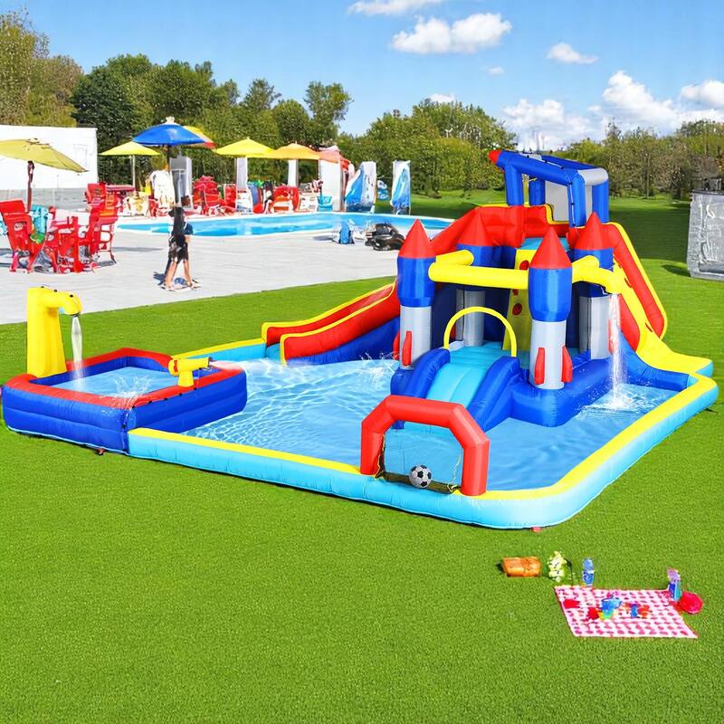 Inflatable Water Park with Slide and Blower,Outdoor Bounce House Splash Pool, ETL Certified Blower Included,Backyard Water Slide
